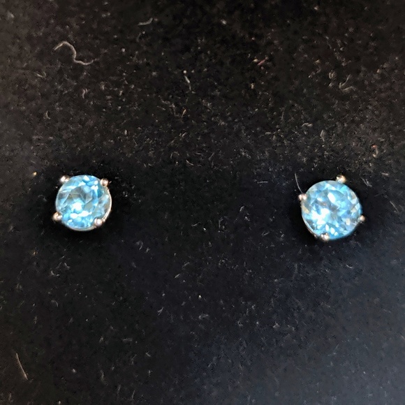 Blue Topaz Studs - Worn Once - Picture 2 of 4